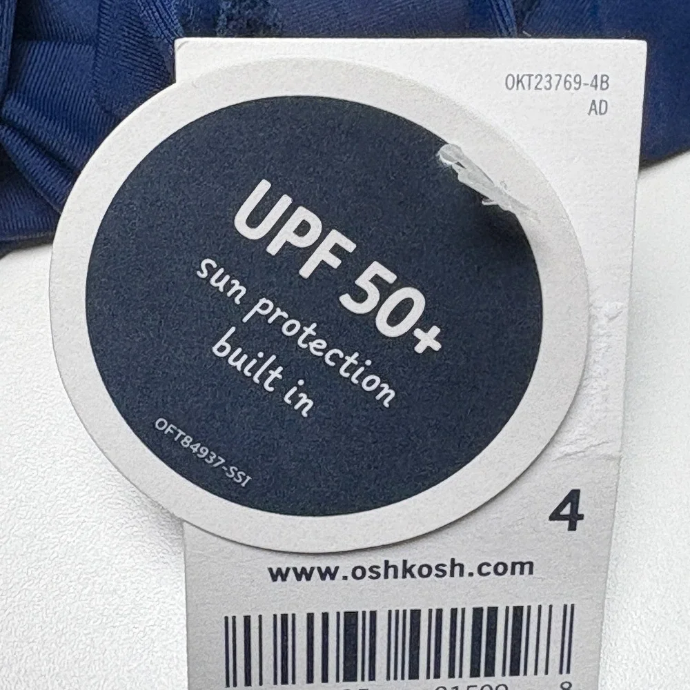 OshKosh 4 Swim Shirt UPF 50+ Sun Protection Rash Guard Blue Chill Dude Shark